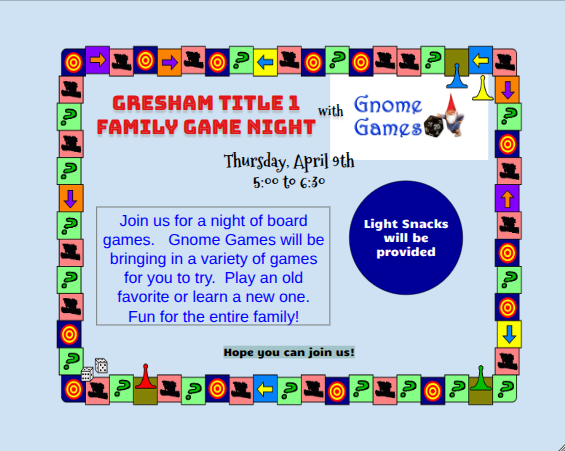 Gresham Title 1 Family Game Night w/Gnome Games