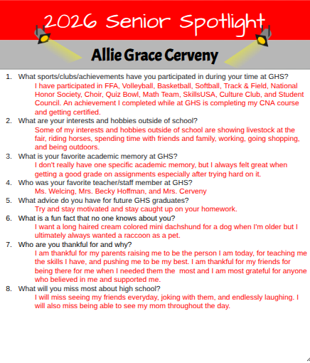 Senior Spotlight - Allie Cerveny