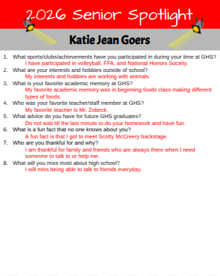 Senior Spotlight - Katie Goers