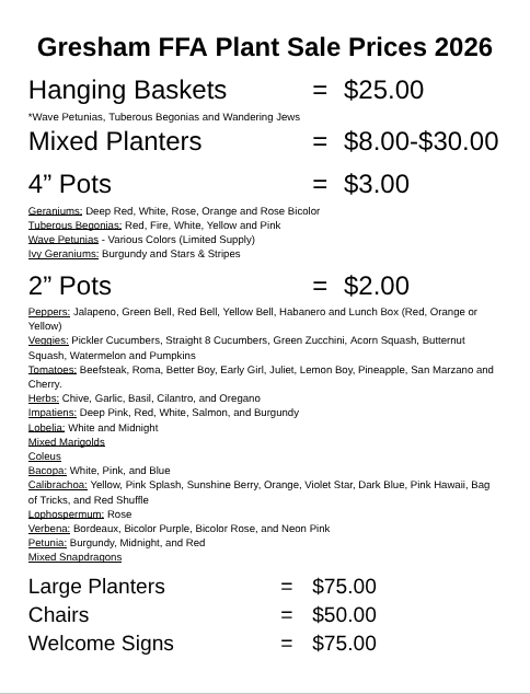 Plant Sales