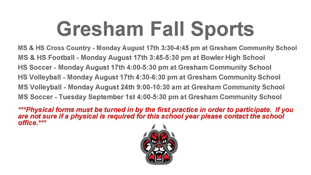 fall sports schedule