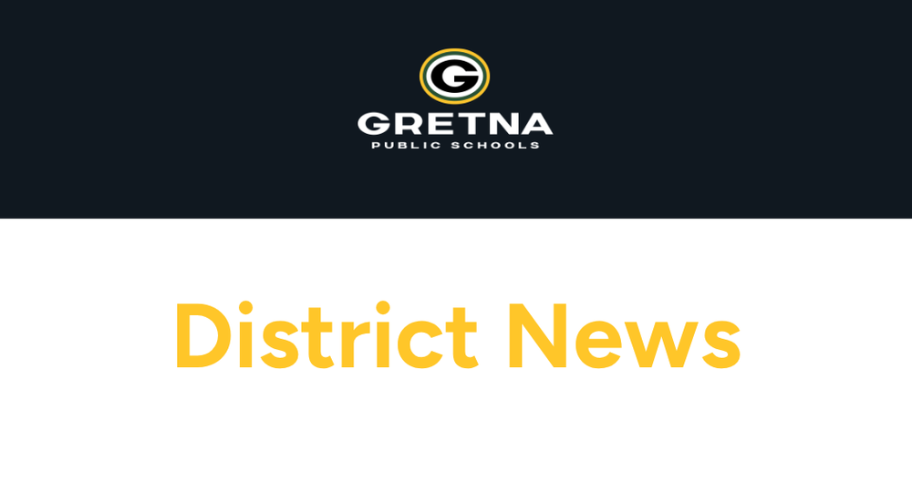 Gretna Public Schools logo with a "G" and text reading "District News"
