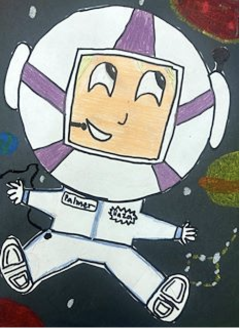 Astronaut Selfie - picture drawn by Evie Palmer who won the Artsonia artist of the week.