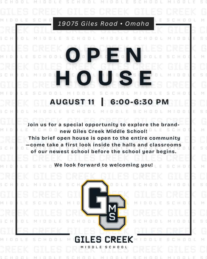 Giles Creek Middle School Open House for community August 11 6:00-6:30pm
