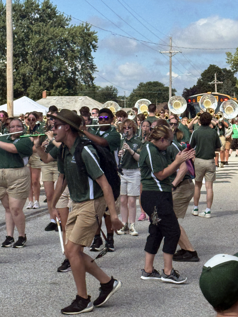 Gretna Days parade with students marching and playing instruments
