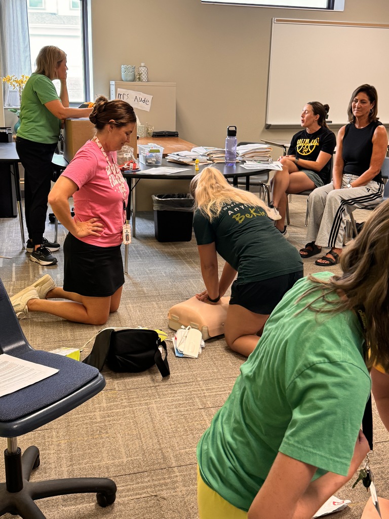 classroom of gretna public school admin and coaches training on CPR
