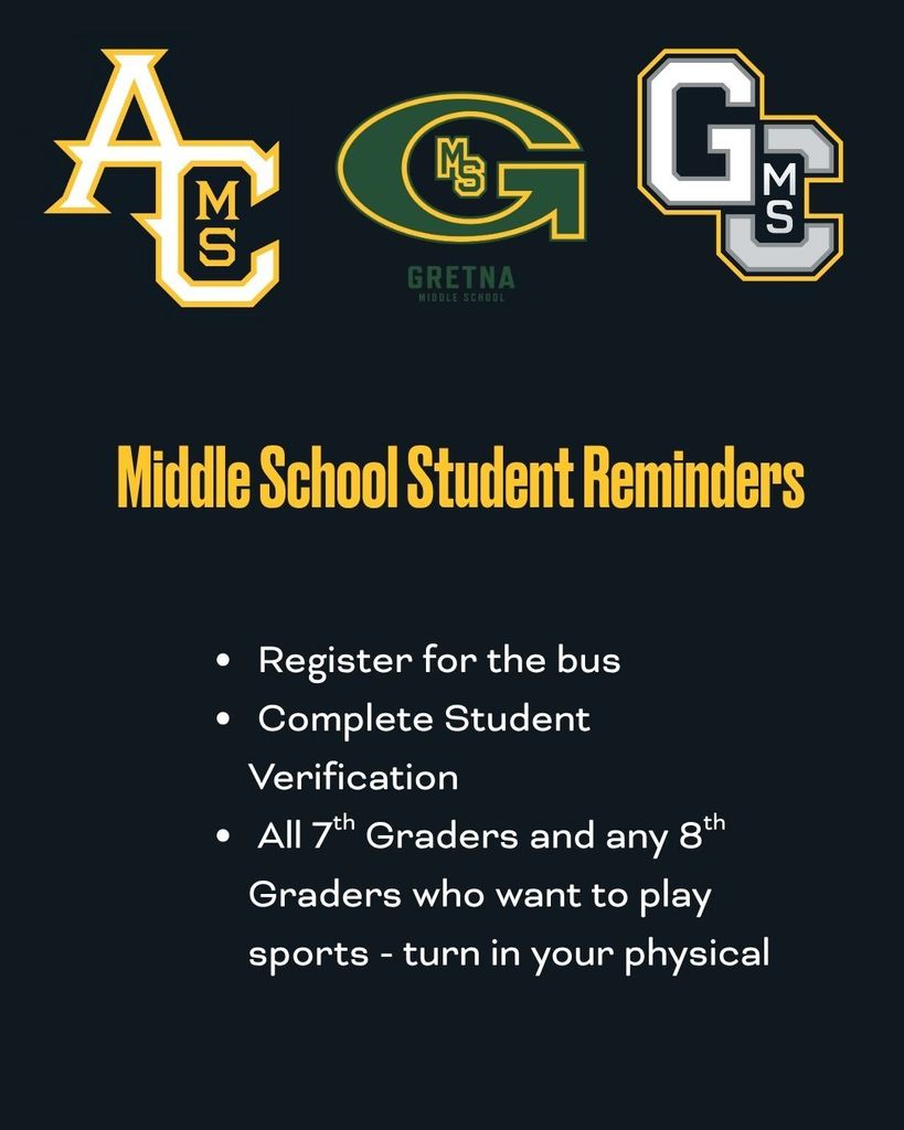 Canva flyer reminding students to sign up for bus, verification, and sports