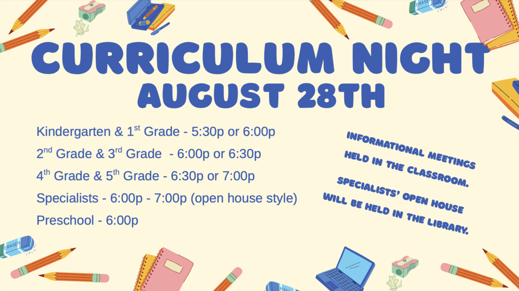 flyer for the curriclum night times.