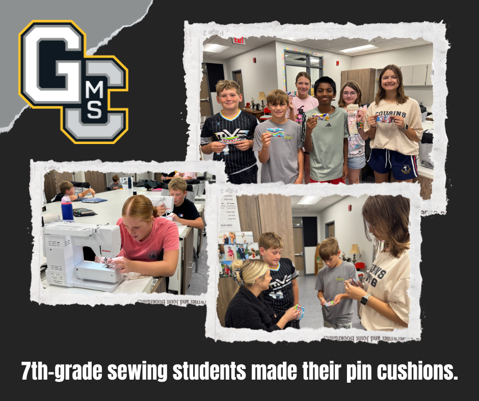 7th-grade sewing students made their pin cushions.