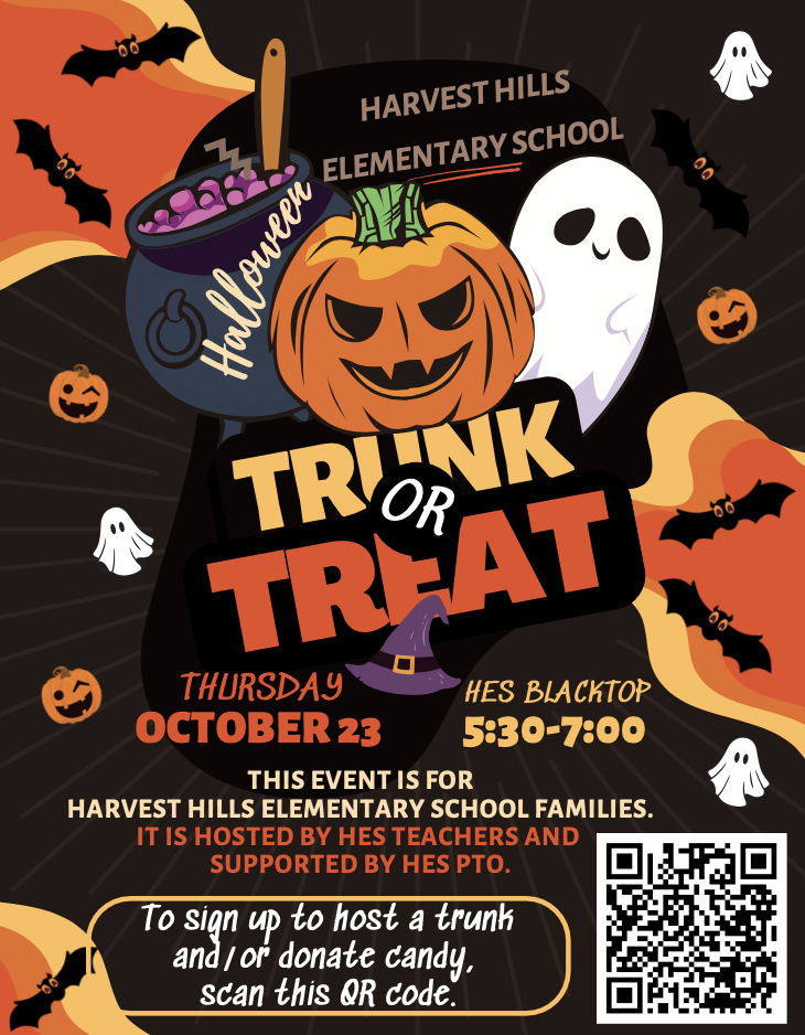 Harvest Hills Annual Trunk or Treat Flyer with information