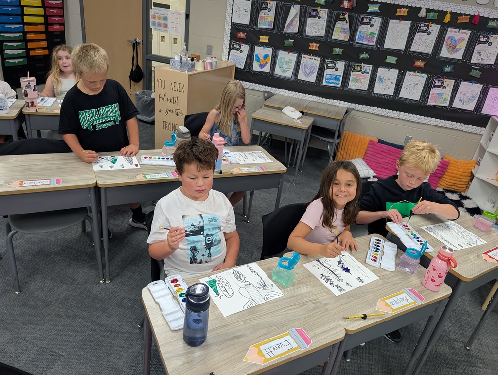 students working on an art project