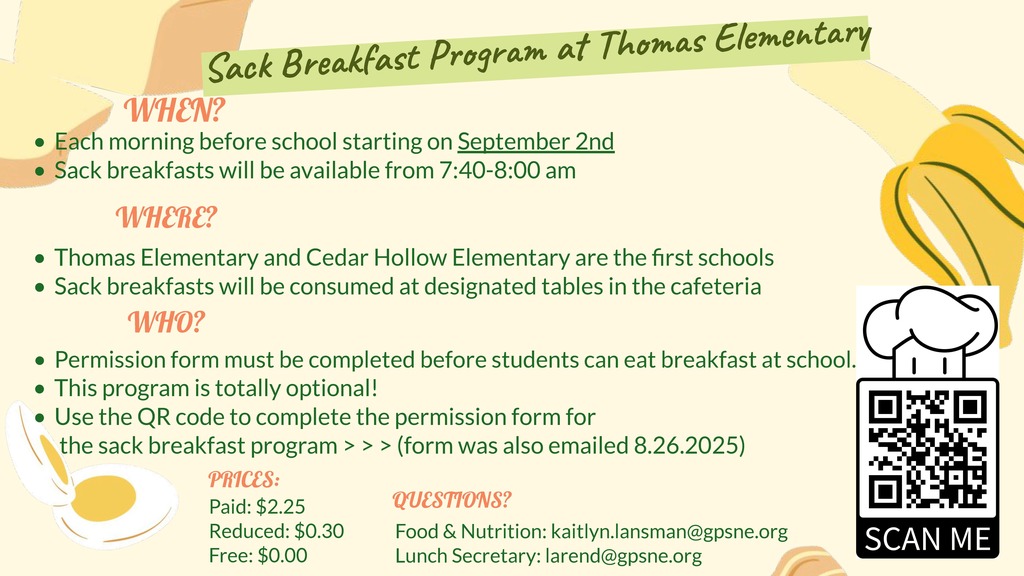 Information regarding the breakfast program at Thomas Elementary