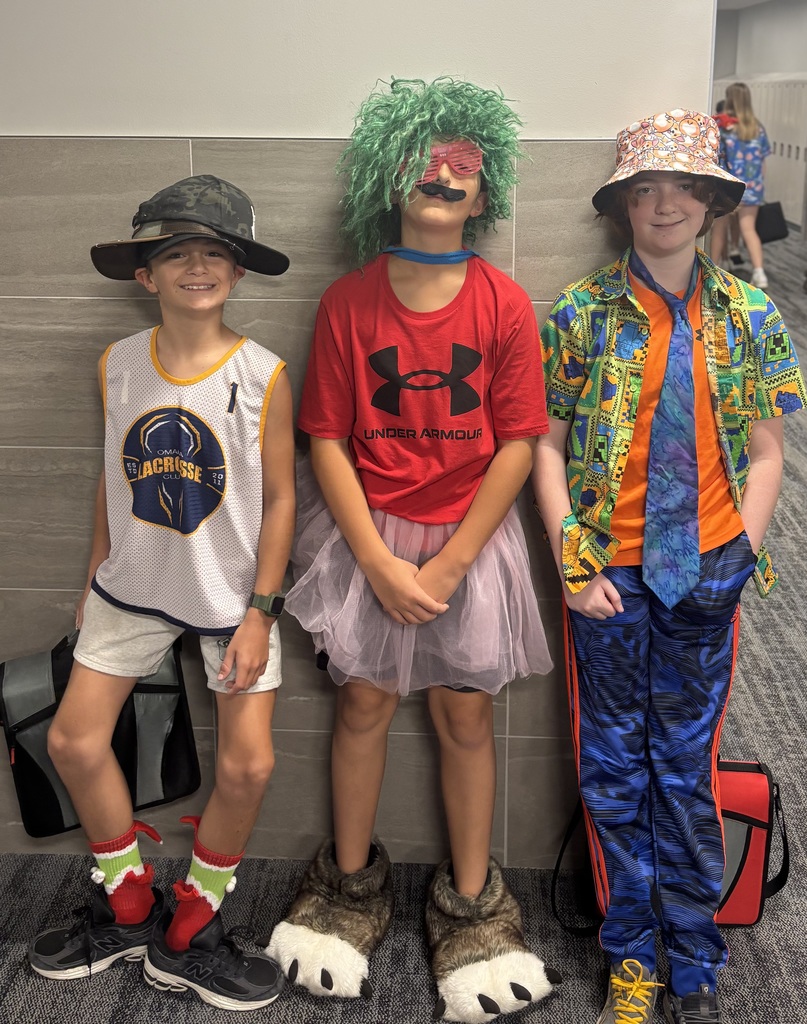 Students dressed "wacky" on Tuesday, including mismatched outfits and slippers. 