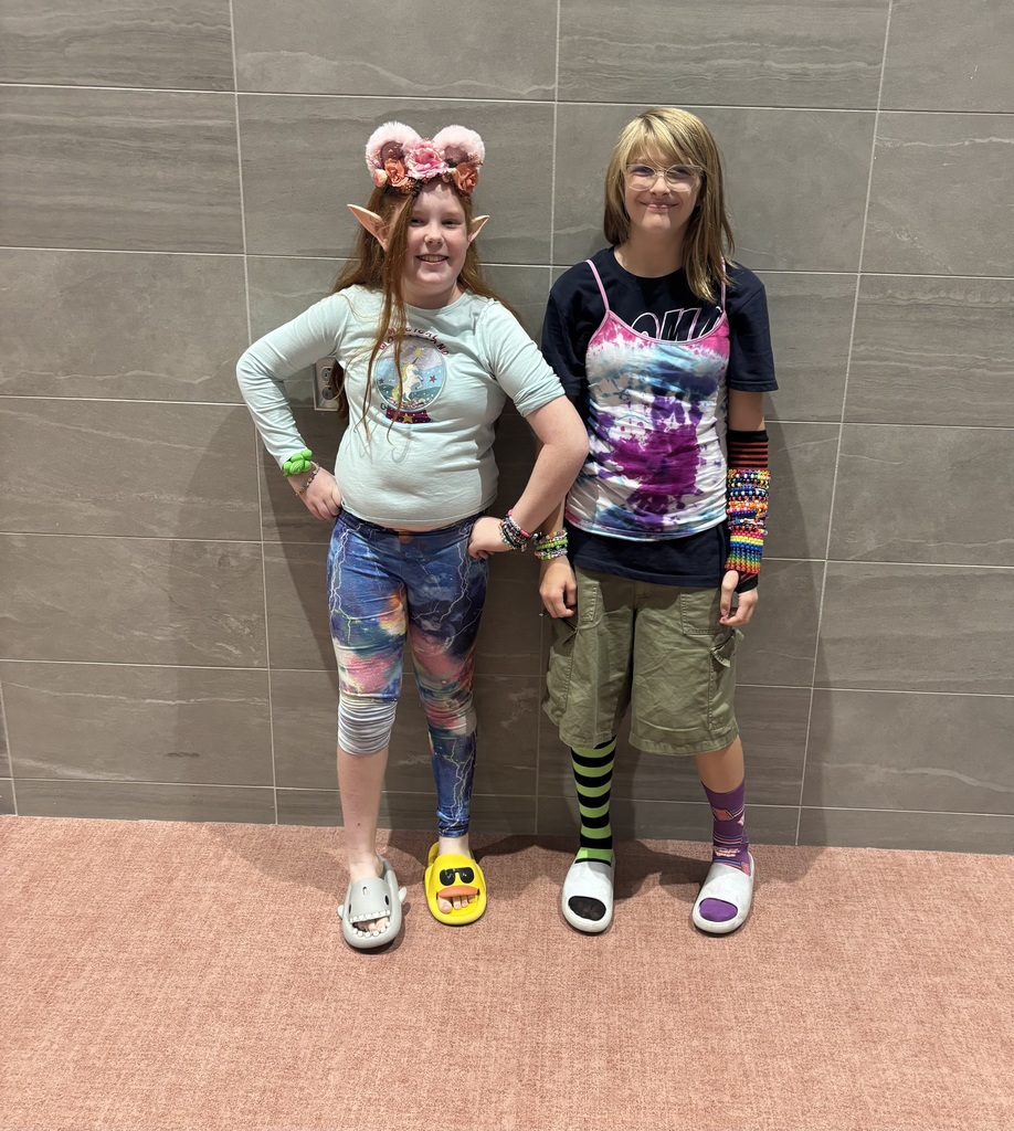 Students dressed "wacky" on Tuesday, including mismatched shoes and slippers. 
