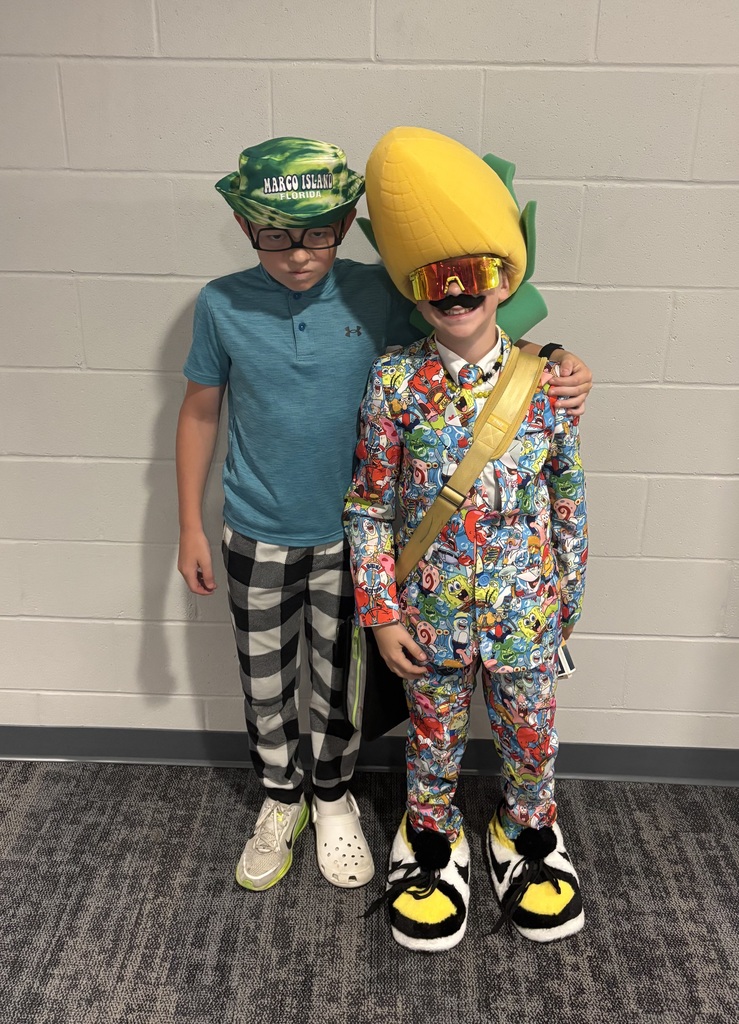 Students dressed "wacky" on Tuesday, including mismatched shoes and slippers. 