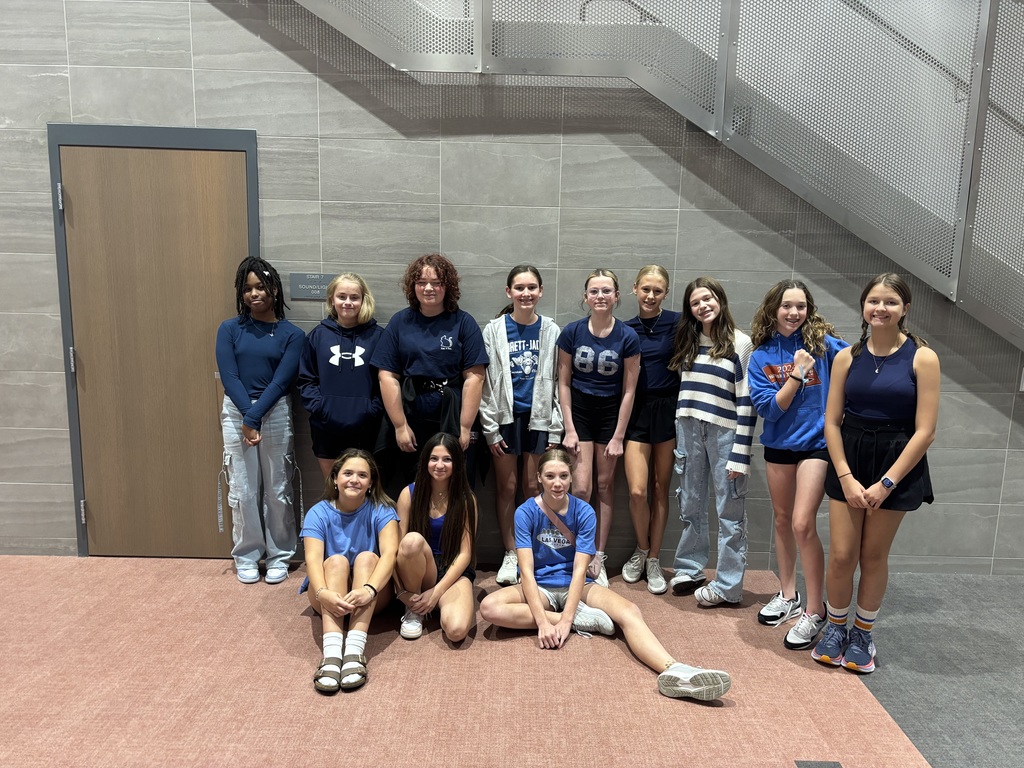 Students wearing blue to support a classmate. 