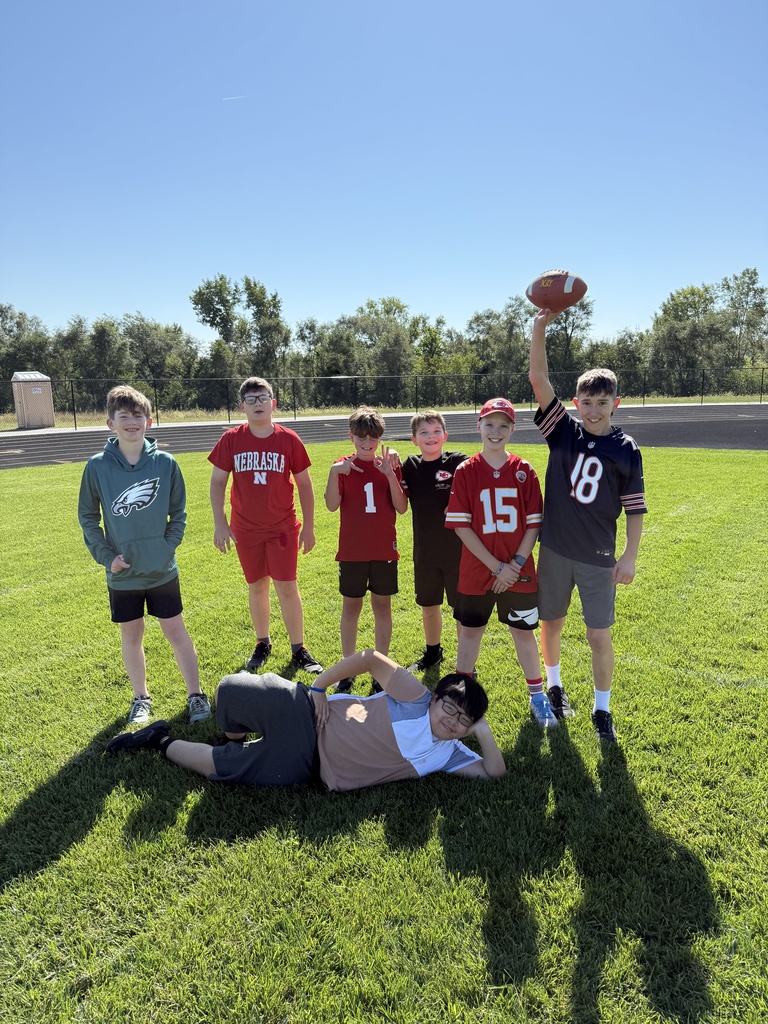 Students on the football field.