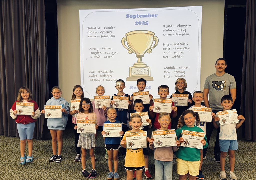 Picture showing Aspen Creek Students of the Month in the area of Respect.