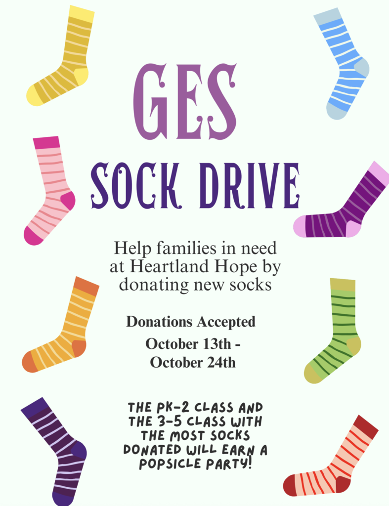 Flyer showing GES Sock Drive being held October 13th-24th