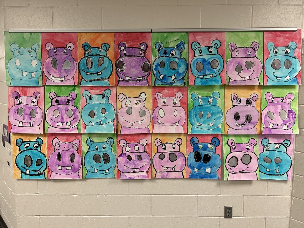 Picture of 24 Watercolor Hippos from Kindergarten