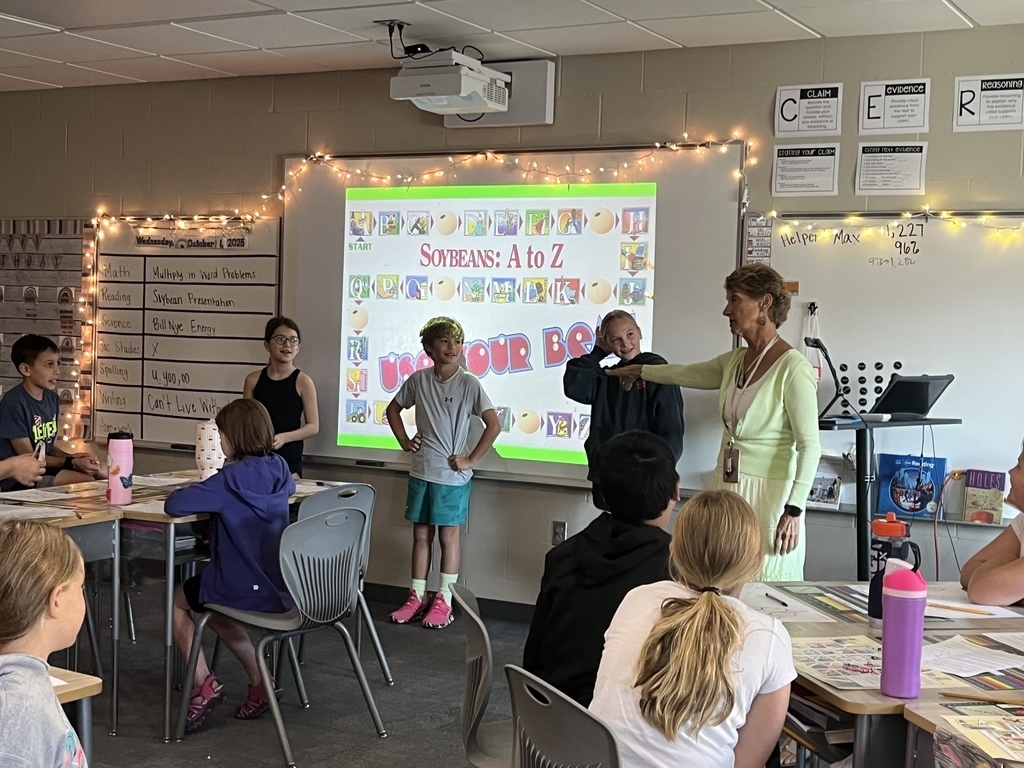 Students hear a presentation on the Nebraska Soybean Project