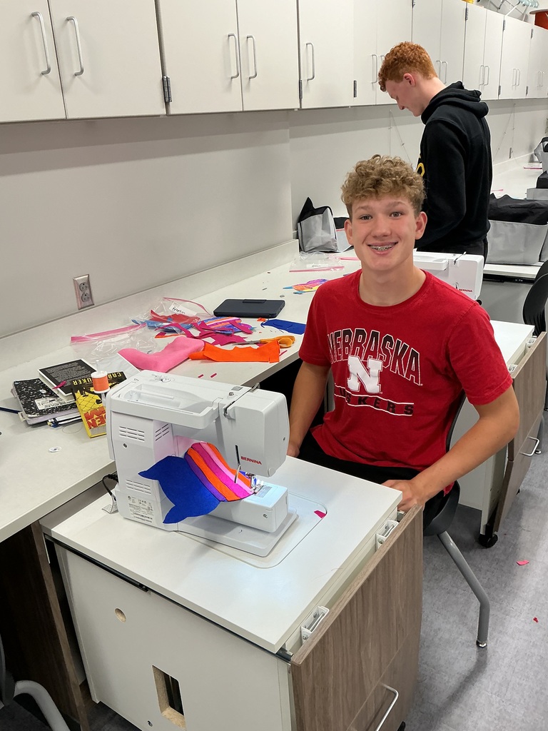 8th grade sewing students working on the monster project. 