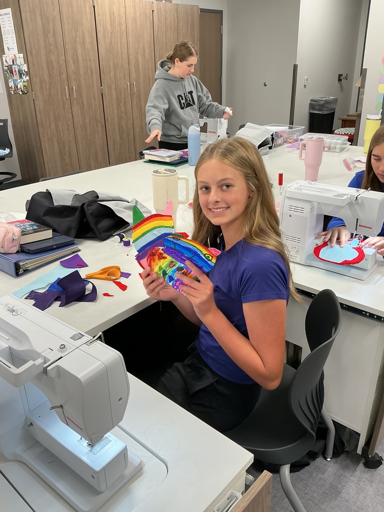 8th grade sewing students working on the monster project. 