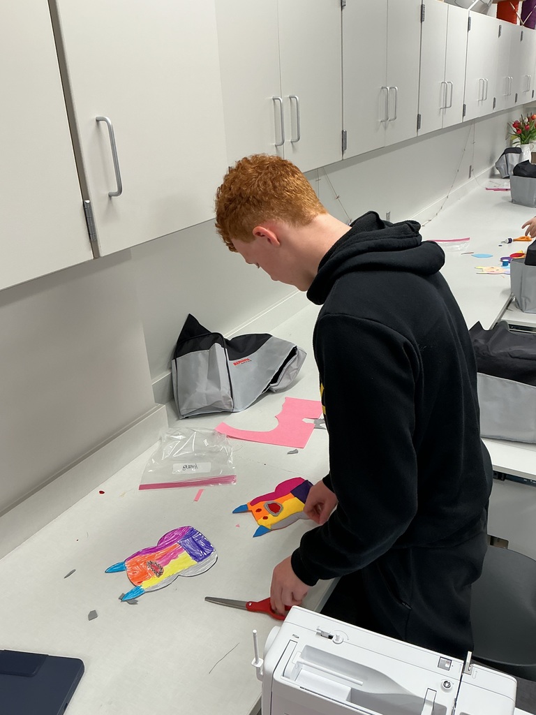 8th grade sewing students working on the monster project. 