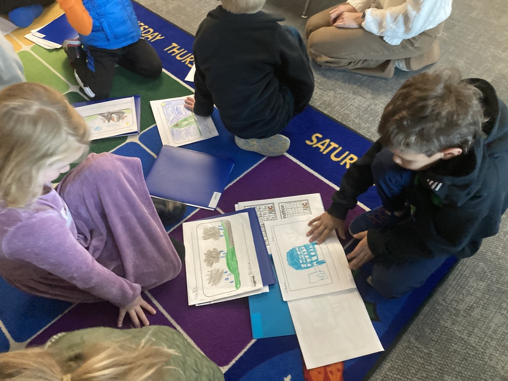 First graders working on writing in the classroom