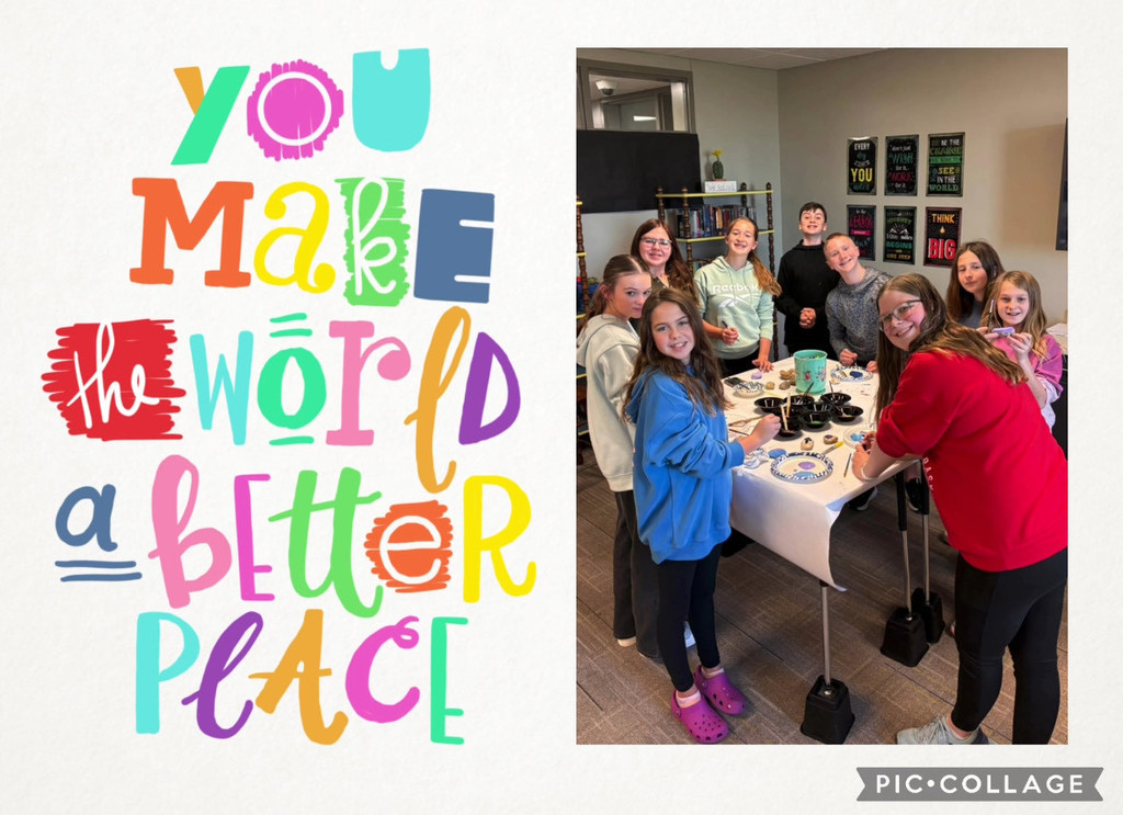 Graphic with a photo of students painting. It has the words "You make the world a better place" next to it.