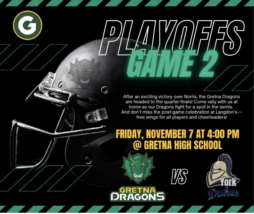 Playoffs Game 2. Friday, November 7, 4:00 pm @ GHS