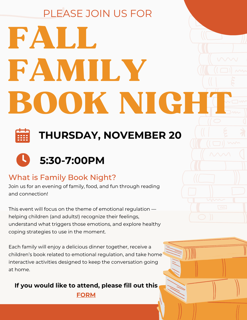 Flyer for the fall family book night