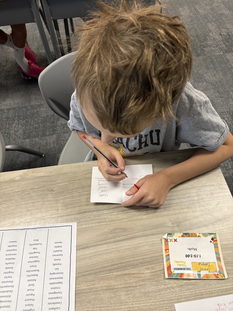 Student writing a letter