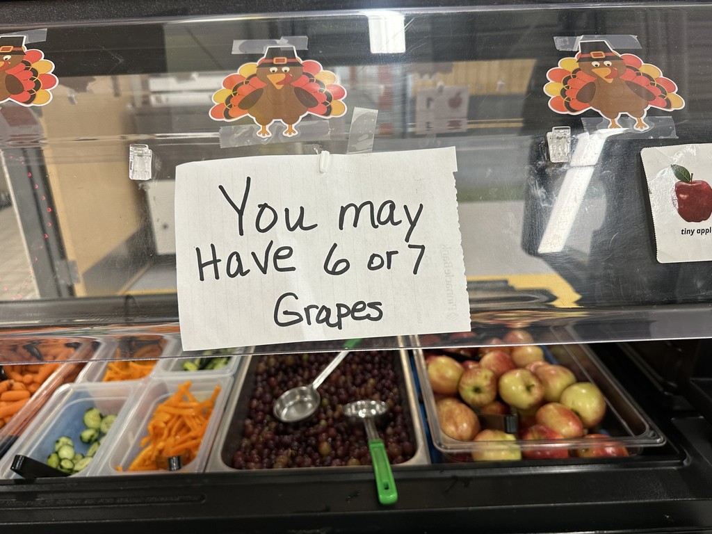sign with number of grapes students can have; 6 or 7