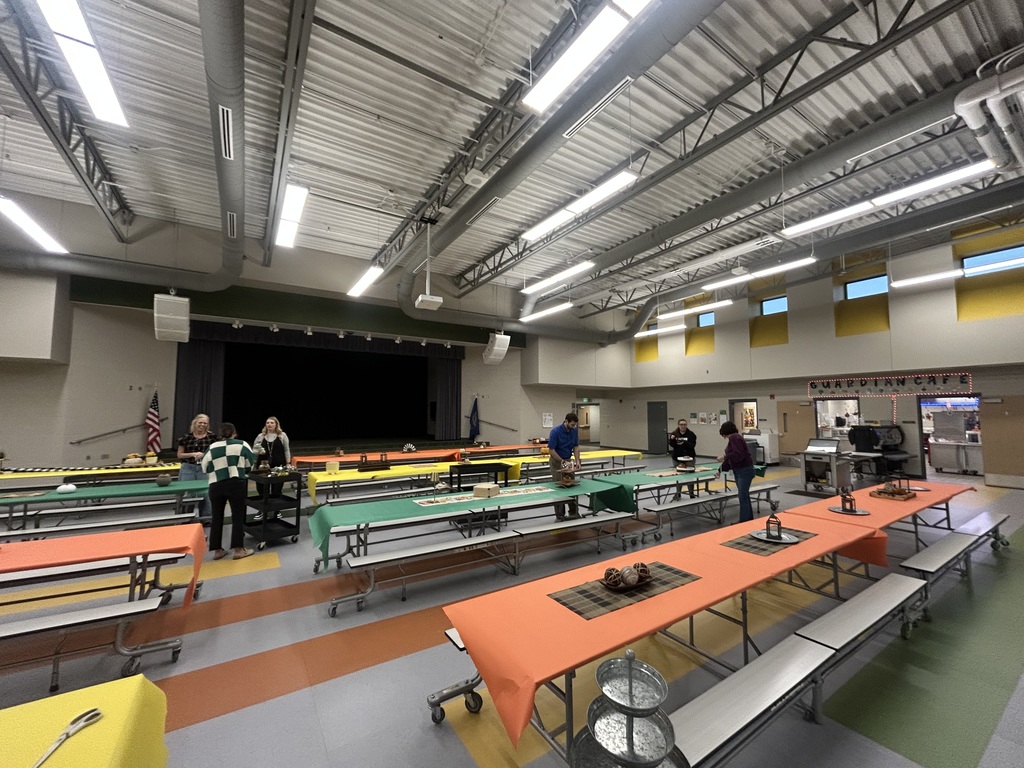 staff decorating lunch tables