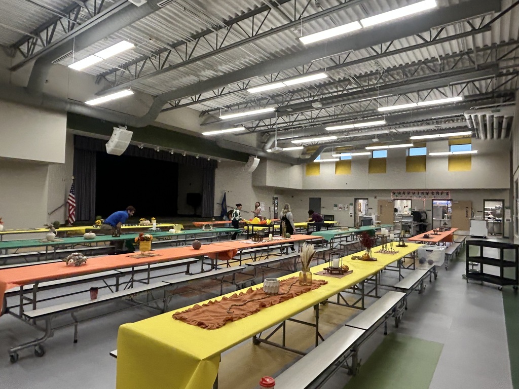 staff decorating lunch tables
