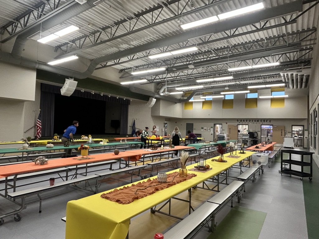 staff decorating lunch tables
