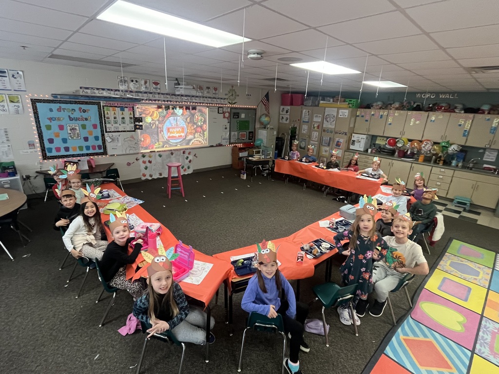 First grade students eating lunch in their classroom