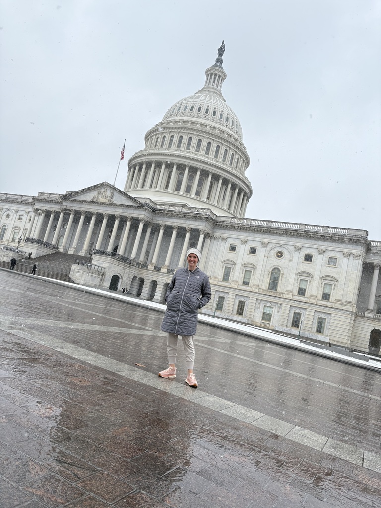 Photo of Mrs. Rindone standing in front of the Capitol Building in Washington D.C.