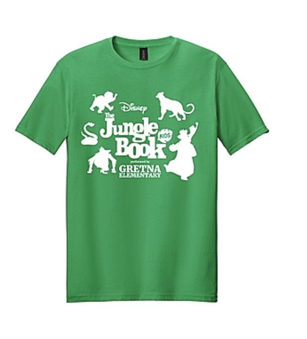 Green t shirt showing the Jungle Book by Disney