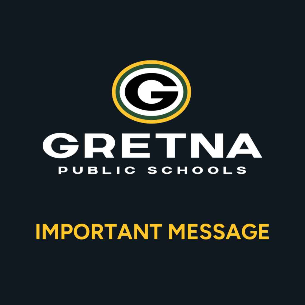 Gretna Public Schools logo with a "G" and text reading Important Message