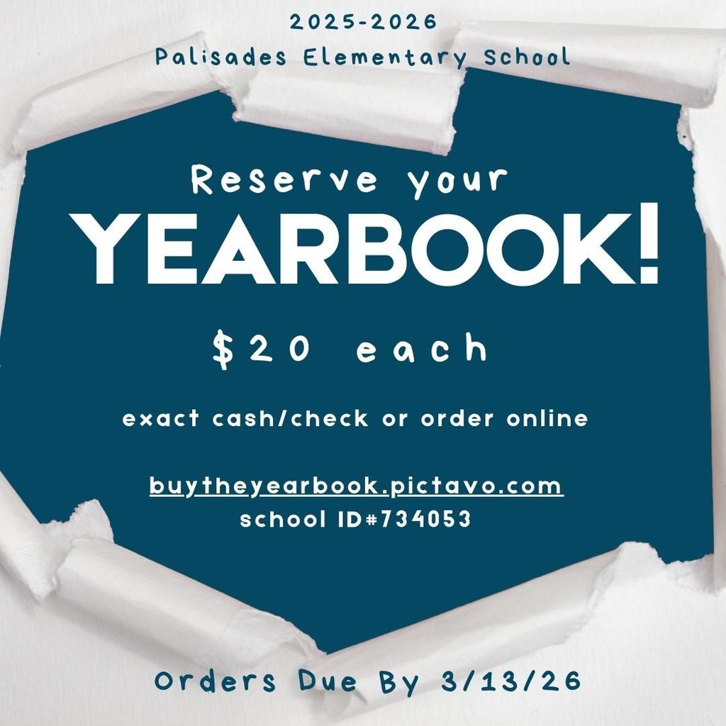 Graphic image about yearbook sales.  Orders due by March 13.  $20 each.