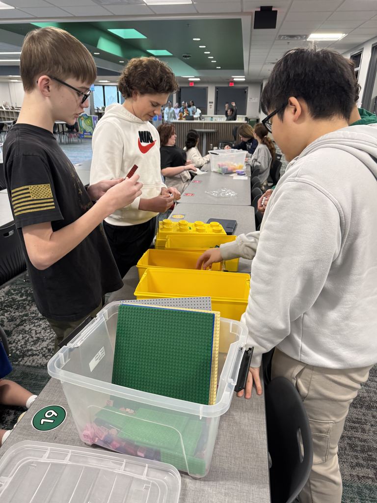 Students are building legos. 