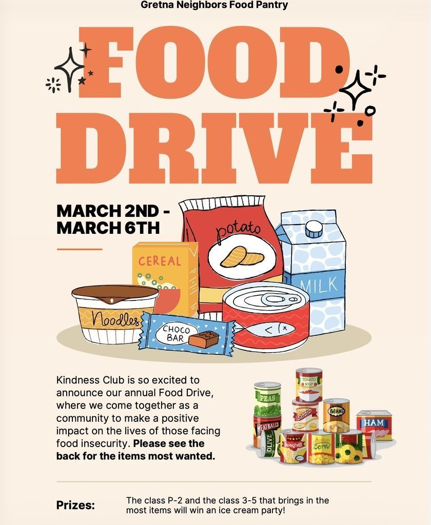 Gretna Neighbors Food Pantry Donation list of food items needed