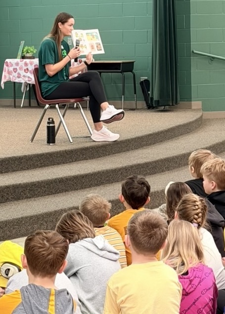 Students seated listening to Julia Hansen