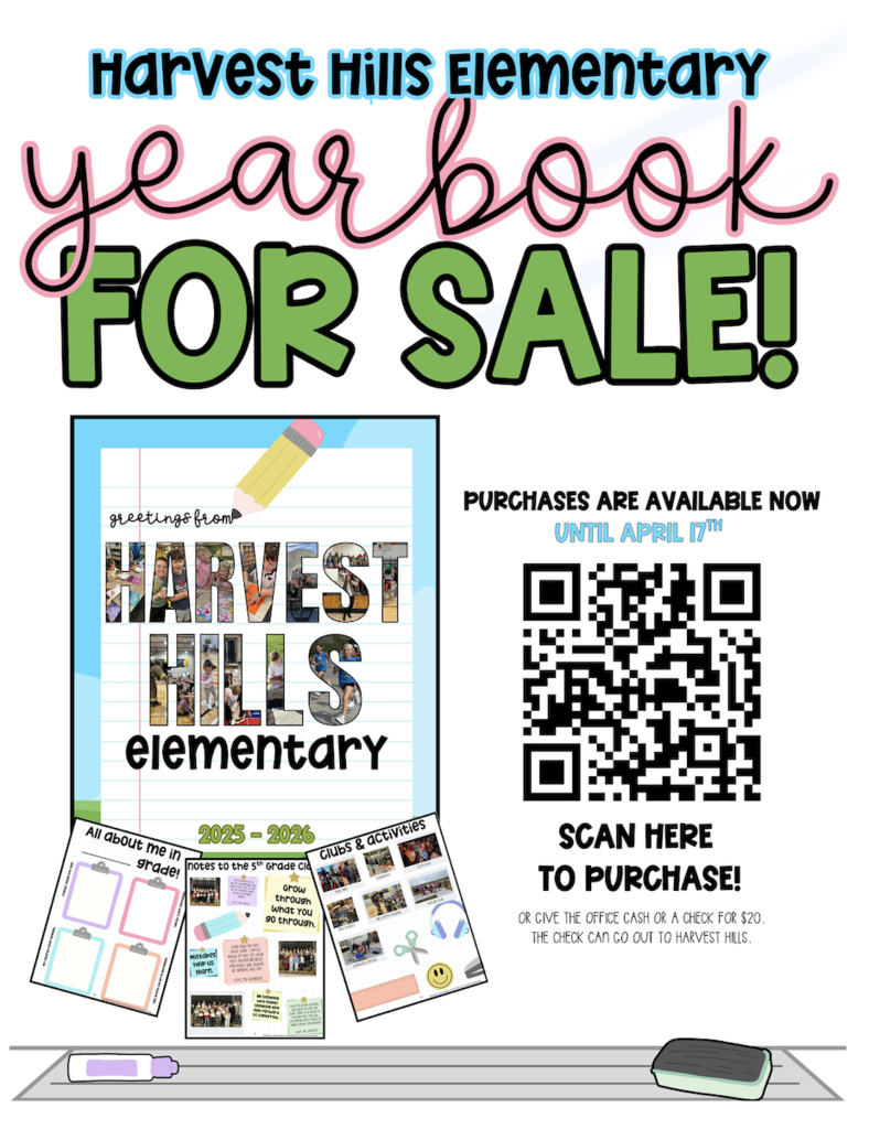 Flyer for the school yearbook purchases
