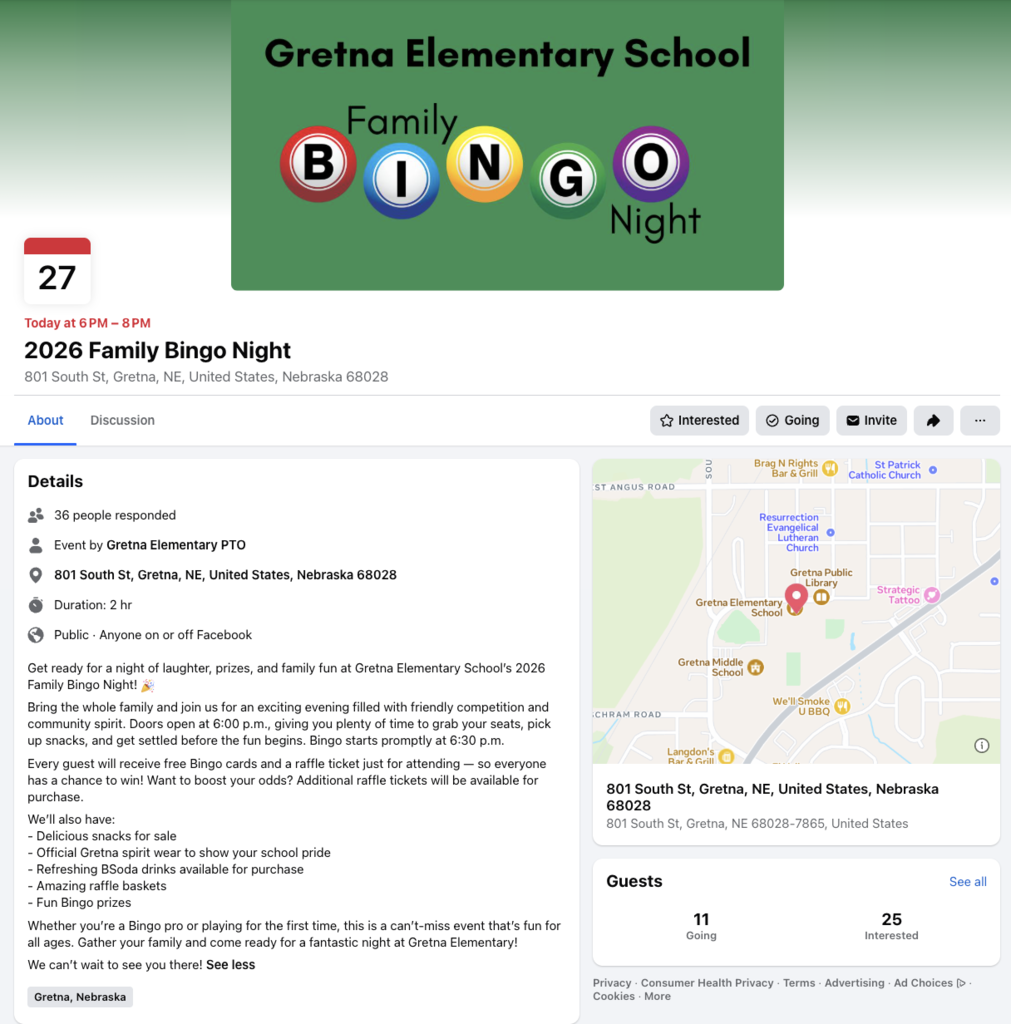 GES Family Bingo Night event