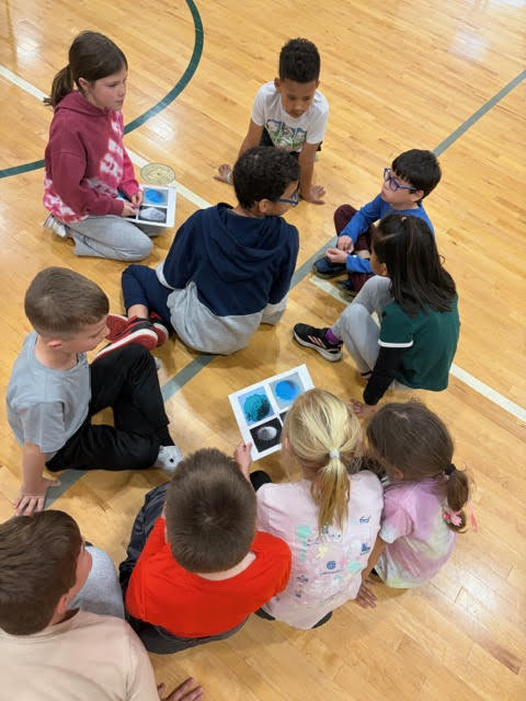 students looking at a visual 