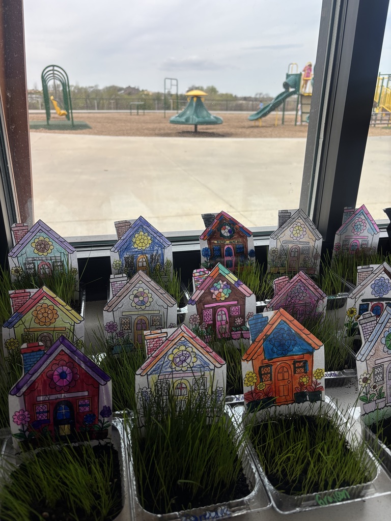 pictures of small patches of grass in a classroom