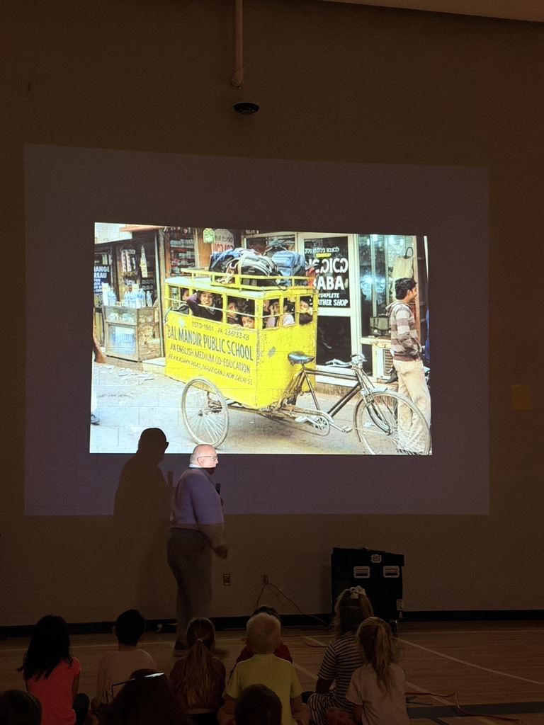 Jerry Pallotta sharing a memory of how students from other countries travel to school. 
